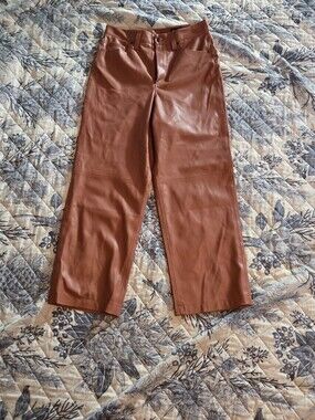 Blank NYC Rust Brown Faux Leather Wide Leg Pants